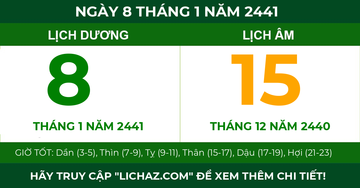 lịch âm ngày 8 tháng 1 năm 2441