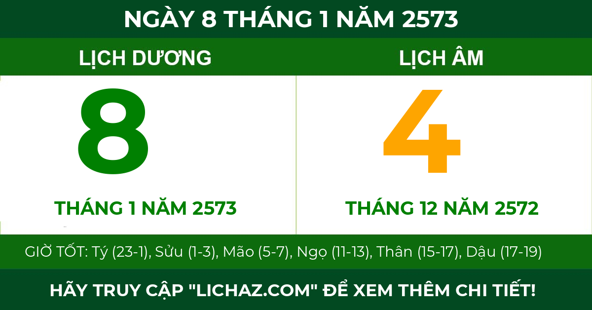 lịch âm ngày 8 tháng 1 năm 2573