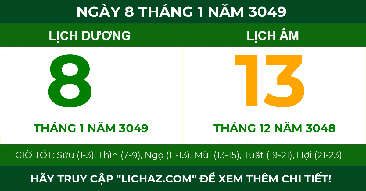 lịch âm ngày 8 tháng 1 năm 3049