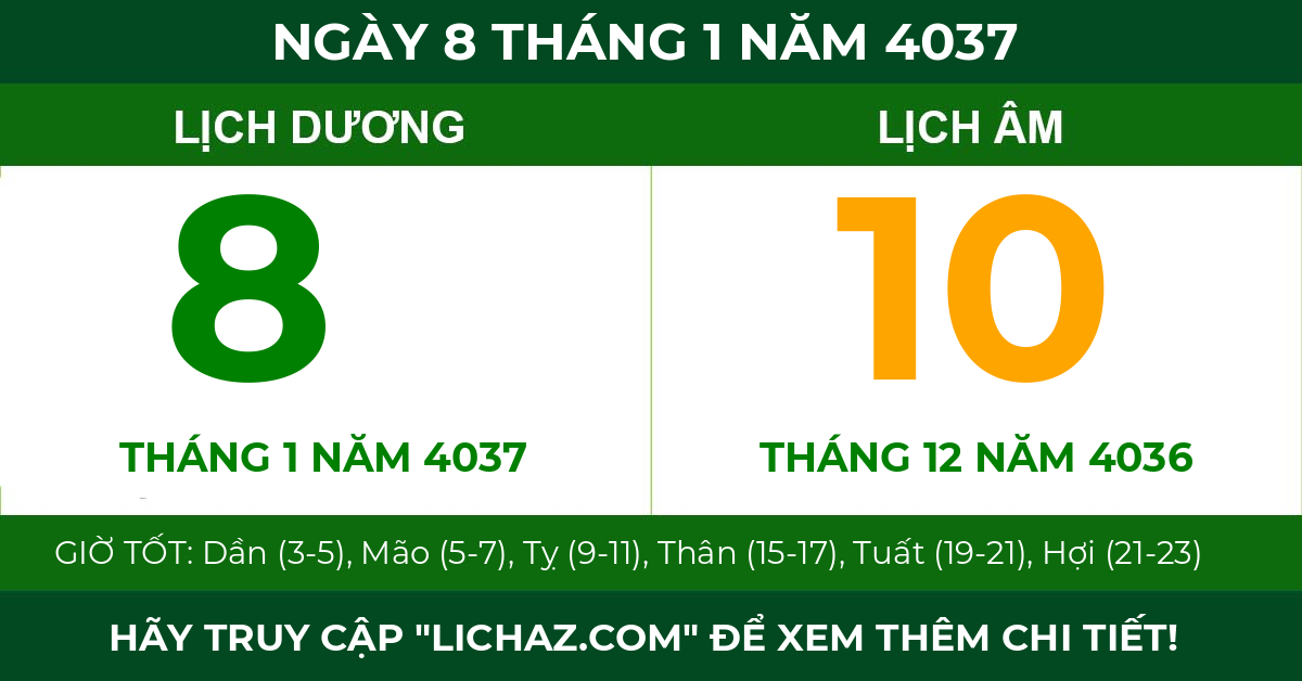 lịch âm ngày 8 tháng 1 năm 4037