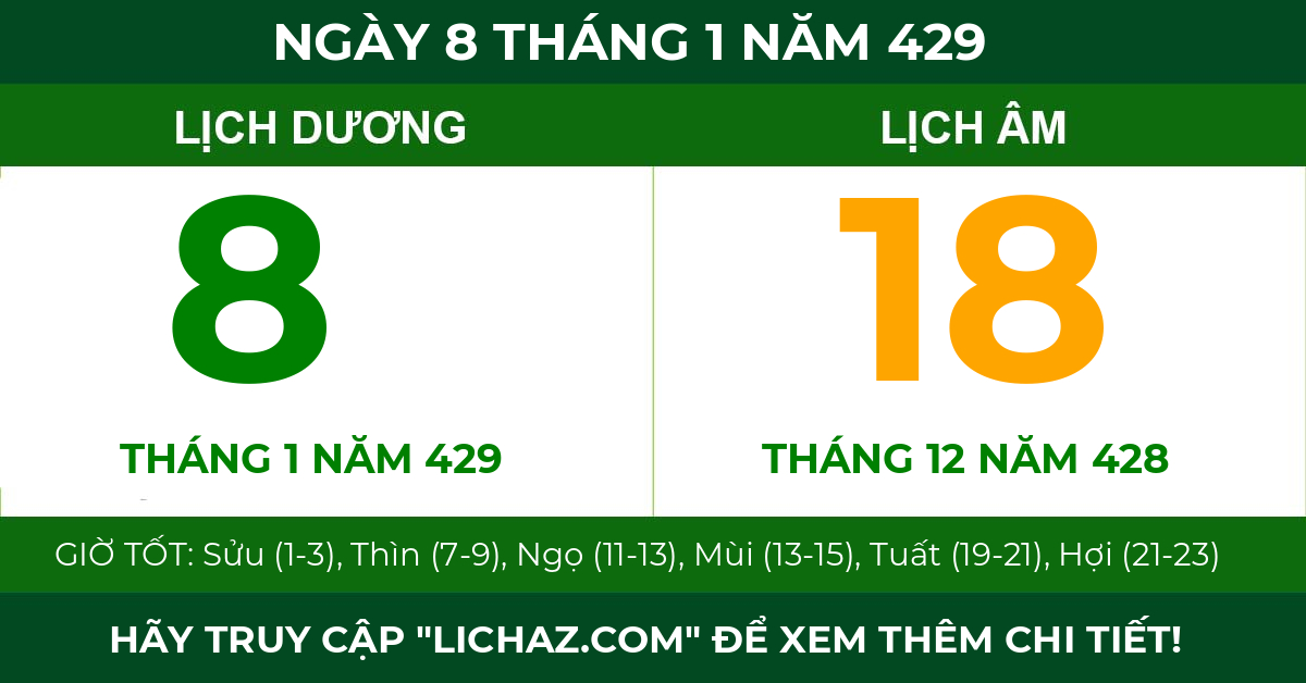 lịch âm ngày 8 tháng 1 năm 429
