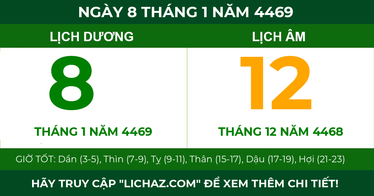 lịch âm ngày 8 tháng 1 năm 4469