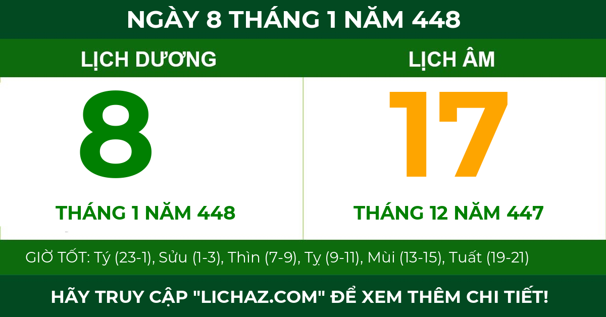lịch âm ngày 8 tháng 1 năm 448