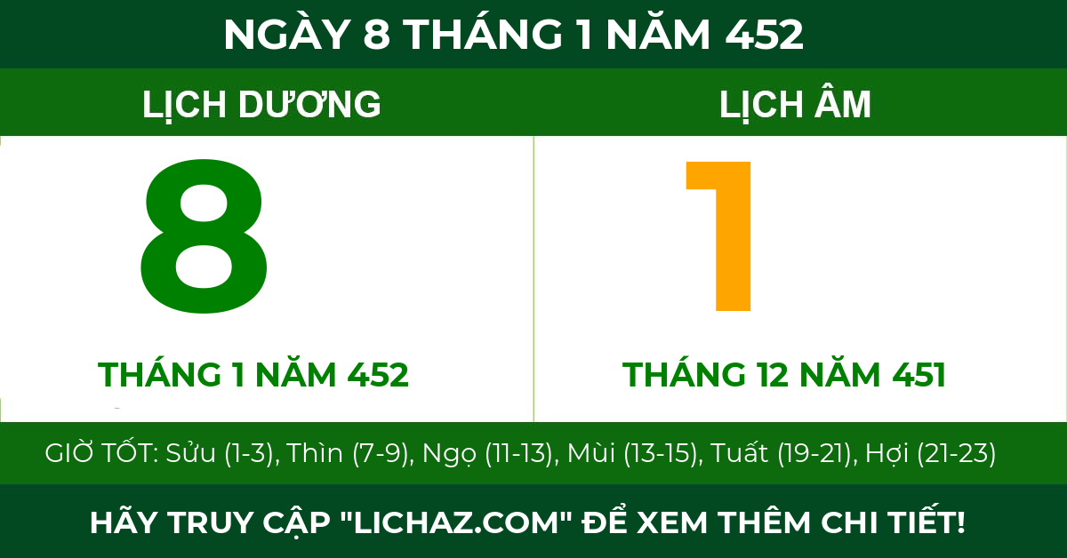 lịch âm ngày 8 tháng 1 năm 452