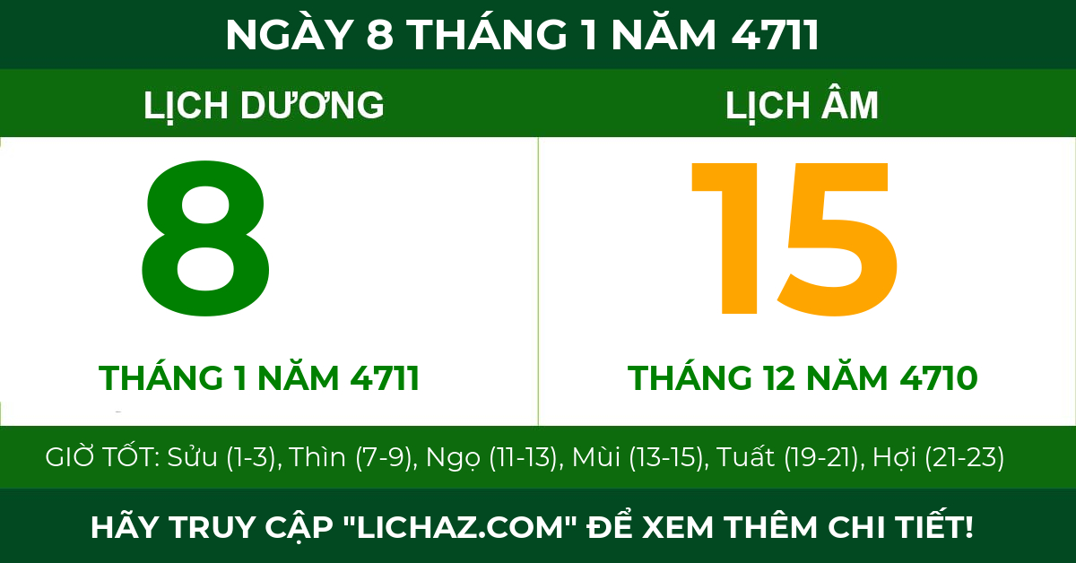 lịch âm ngày 8 tháng 1 năm 4711