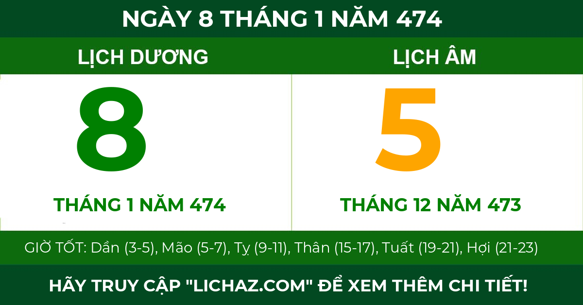 lịch âm ngày 8 tháng 1 năm 474