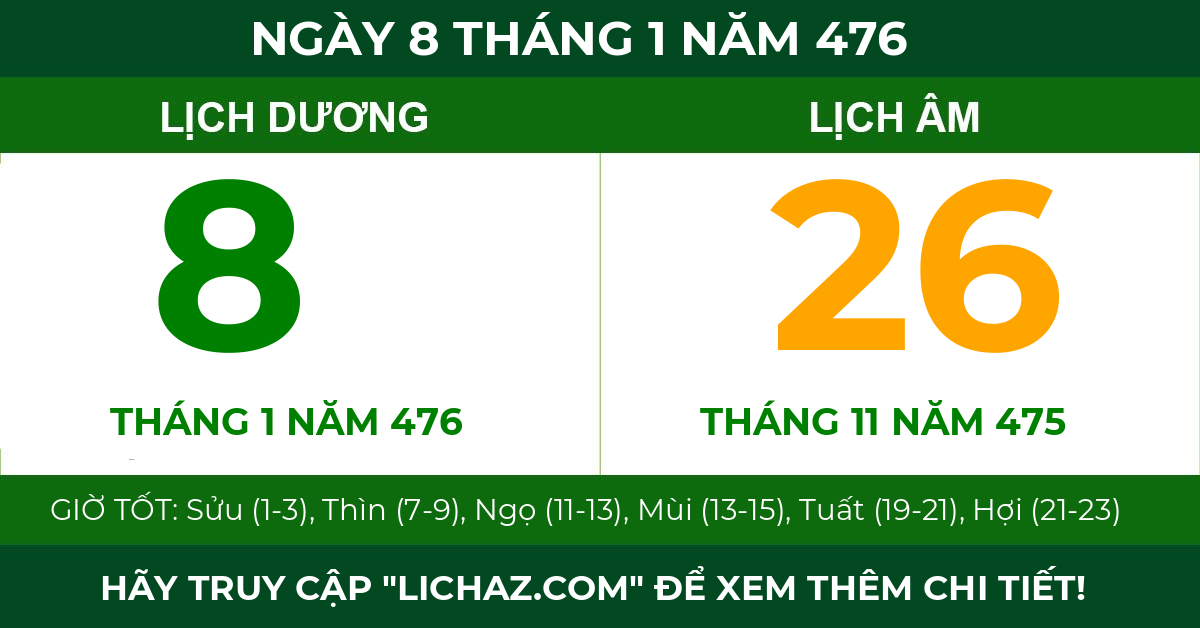 lịch âm ngày 8 tháng 1 năm 476