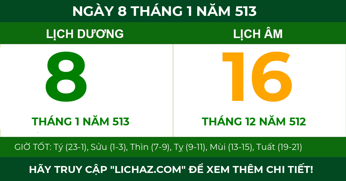 lịch âm ngày 8 tháng 1 năm 513
