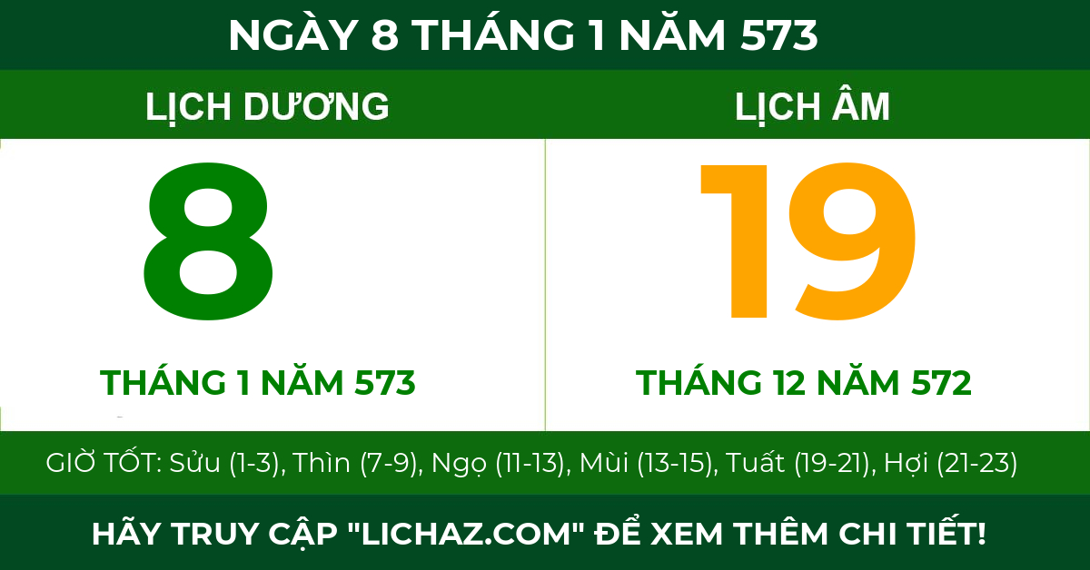 lịch âm ngày 8 tháng 1 năm 573