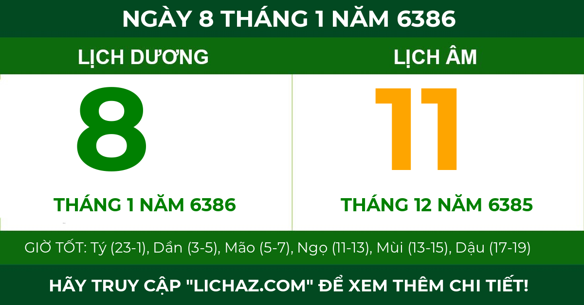 lịch âm ngày 8 tháng 1 năm 6386