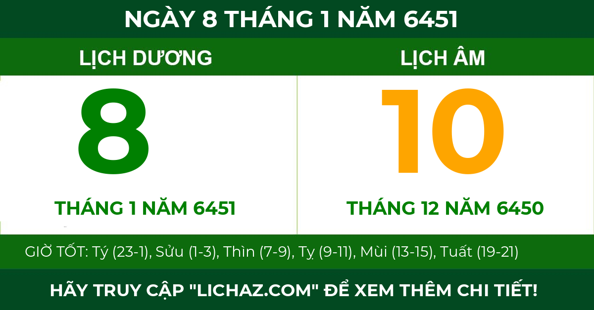 lịch âm ngày 8 tháng 1 năm 6451