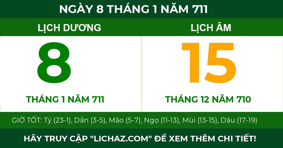 lịch âm ngày 8 tháng 1 năm 711