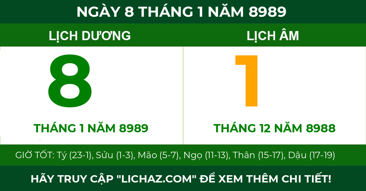 lịch âm ngày 8 tháng 1 năm 8989