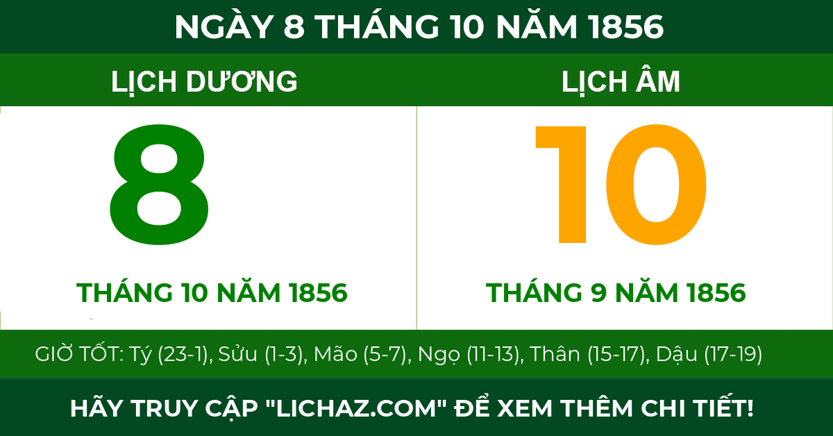 lịch âm ngày 8 tháng 10 năm 1856