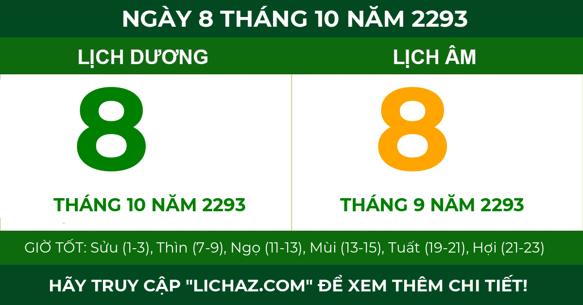 lịch âm ngày 8 tháng 10 năm 2293