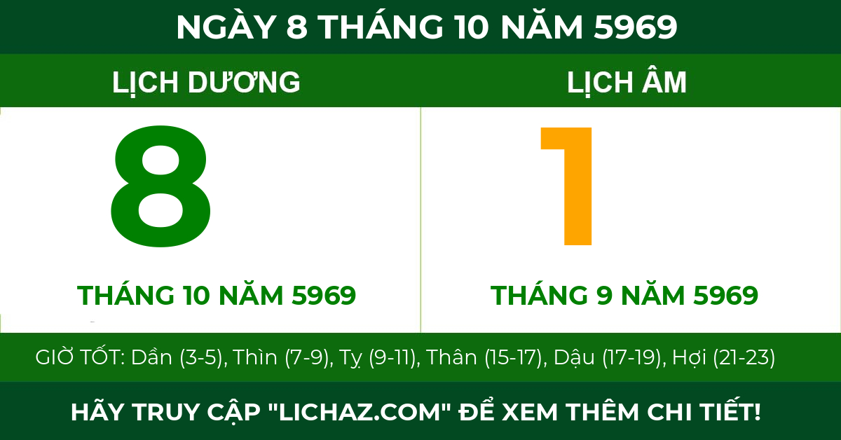 lịch âm ngày 8 tháng 10 năm 5969