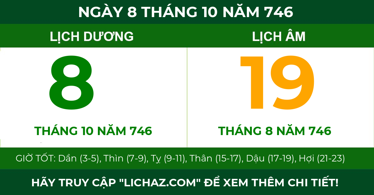 lịch âm ngày 8 tháng 10 năm 746