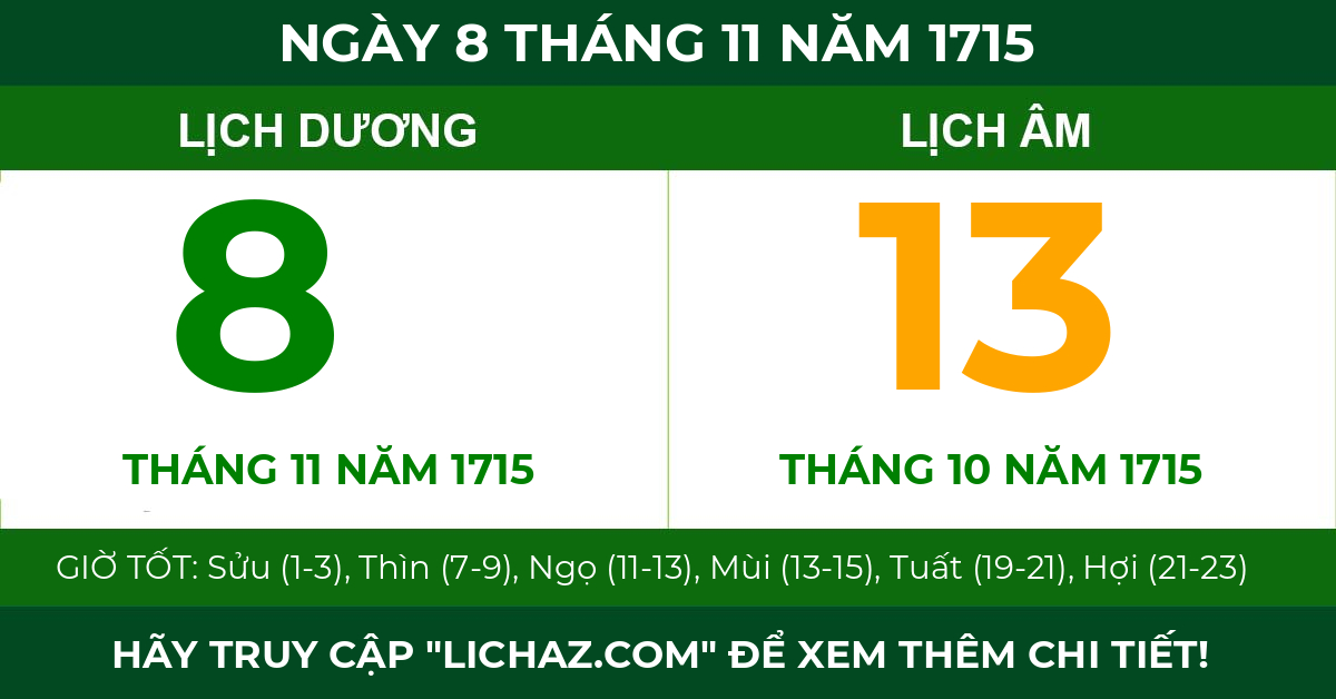 lịch âm ngày 8 tháng 11 năm 1715