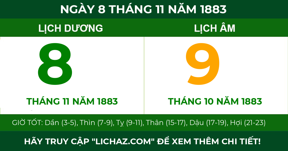lịch âm ngày 8 tháng 11 năm 1883