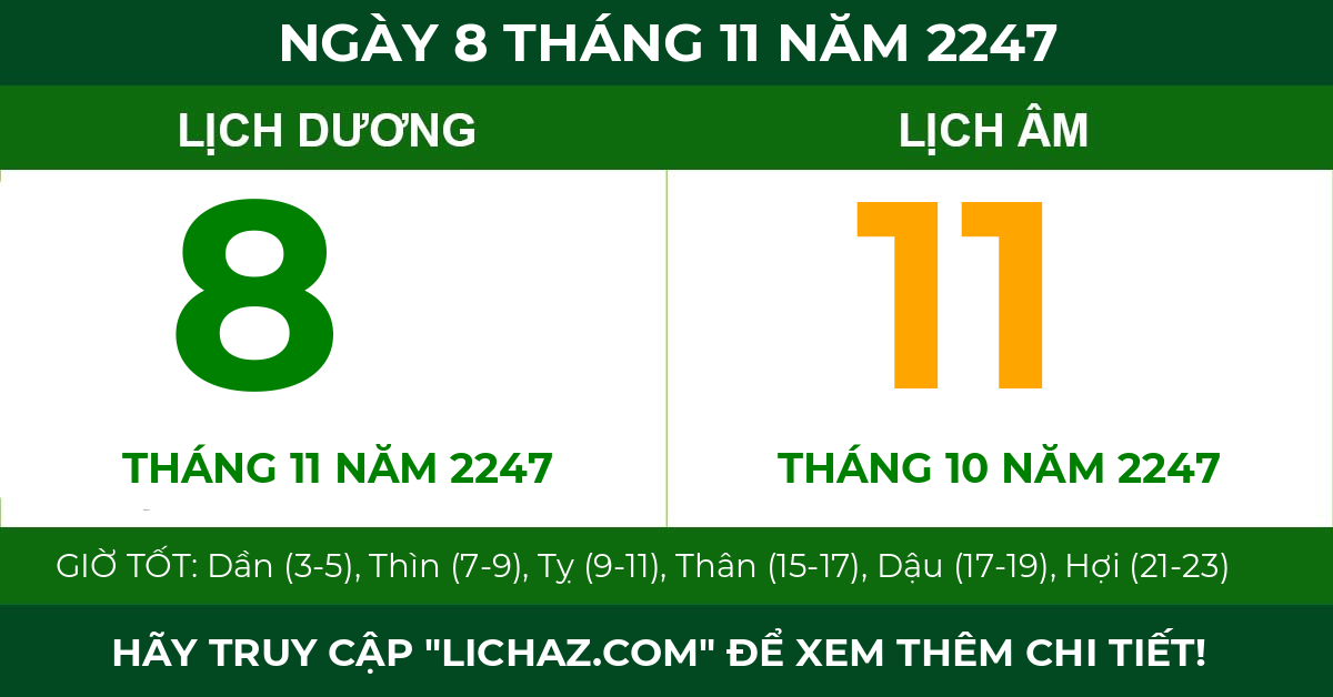 lịch âm ngày 8 tháng 11 năm 2247