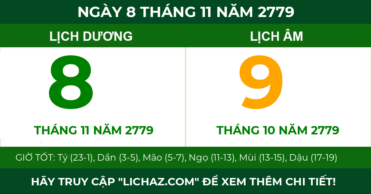 lịch âm ngày 8 tháng 11 năm 2779