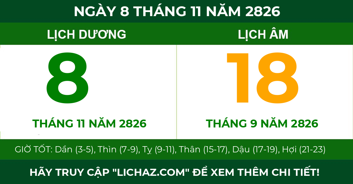 lịch âm ngày 8 tháng 11 năm 2826