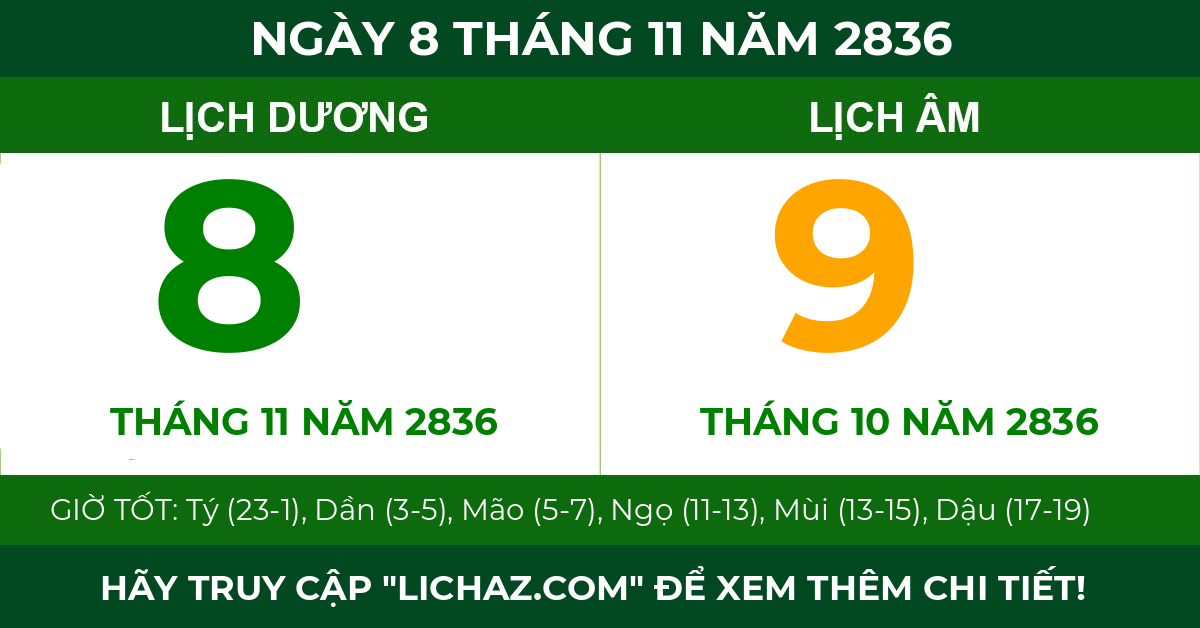 lịch âm ngày 8 tháng 11 năm 2836