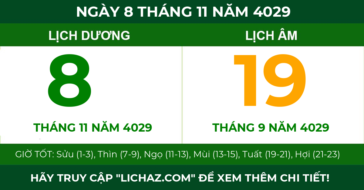 lịch âm ngày 8 tháng 11 năm 4029