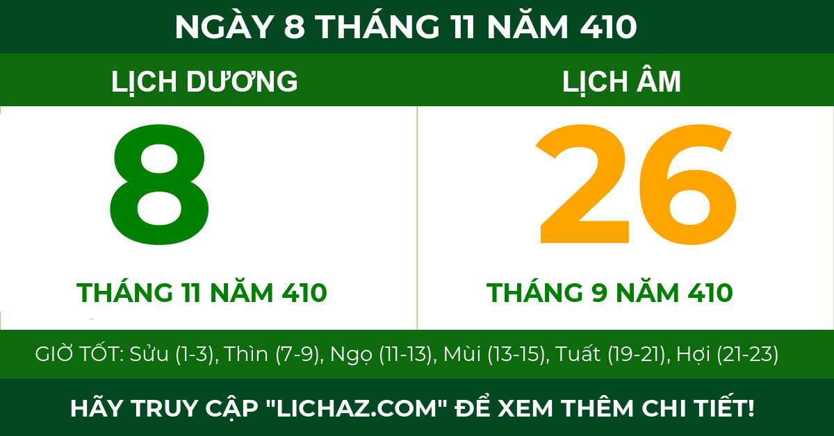 lịch âm ngày 8 tháng 11 năm 410