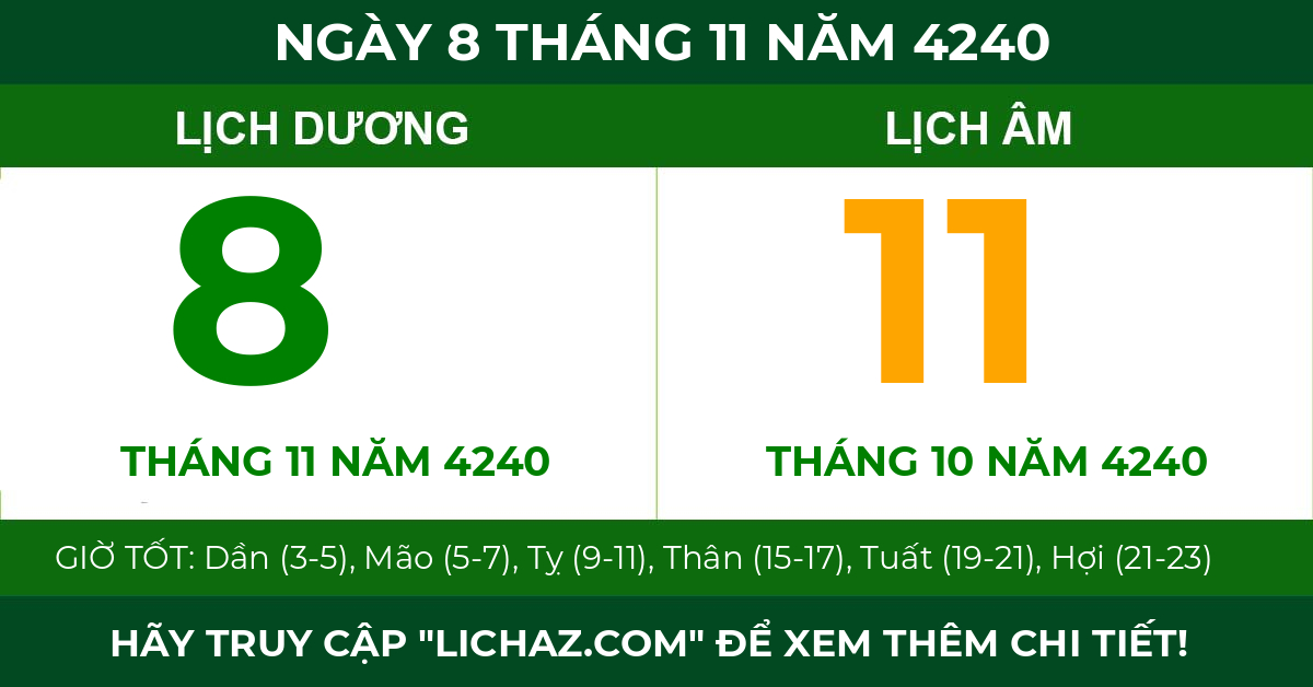 lịch âm ngày 8 tháng 11 năm 4240