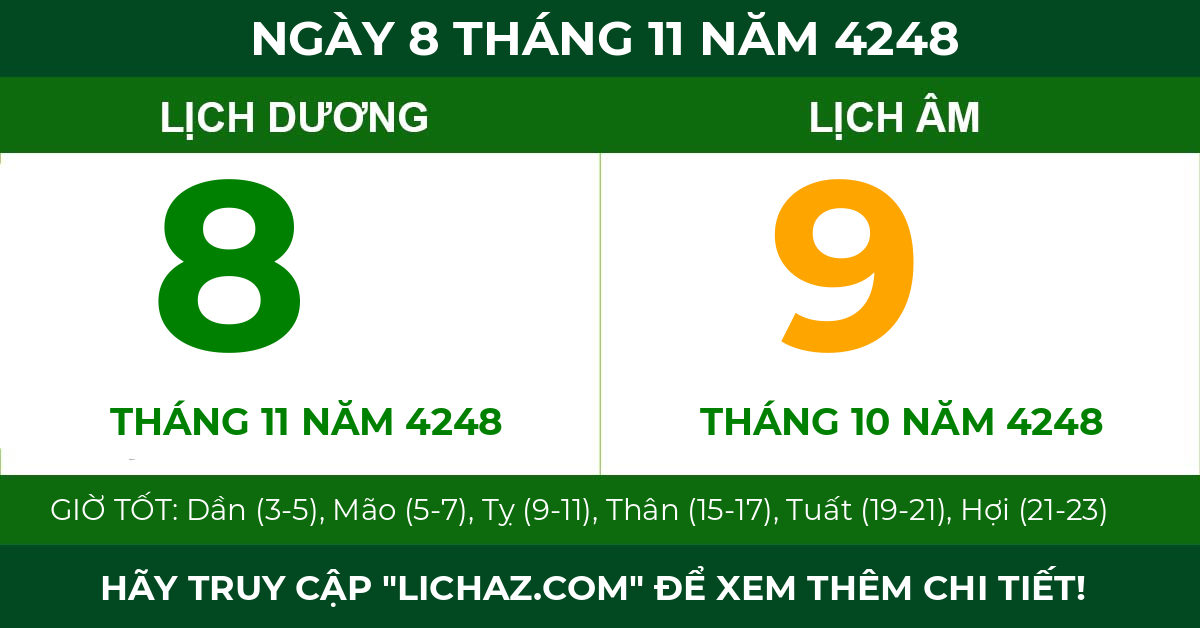 lịch âm ngày 8 tháng 11 năm 4248