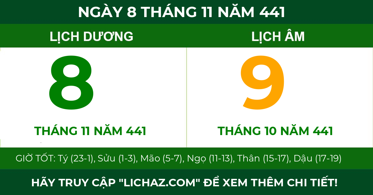 lịch âm ngày 8 tháng 11 năm 441