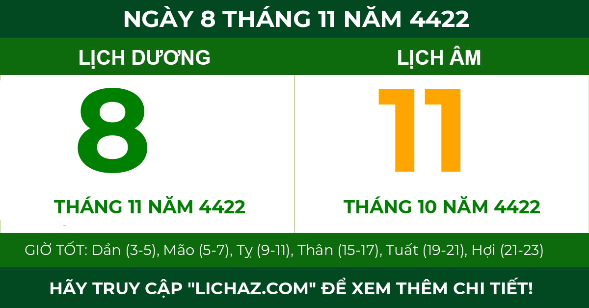 lịch âm ngày 8 tháng 11 năm 4422