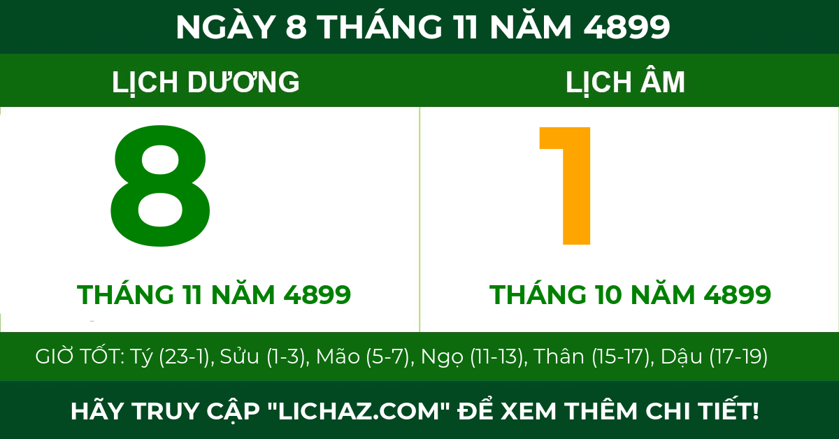 lịch âm ngày 8 tháng 11 năm 4899