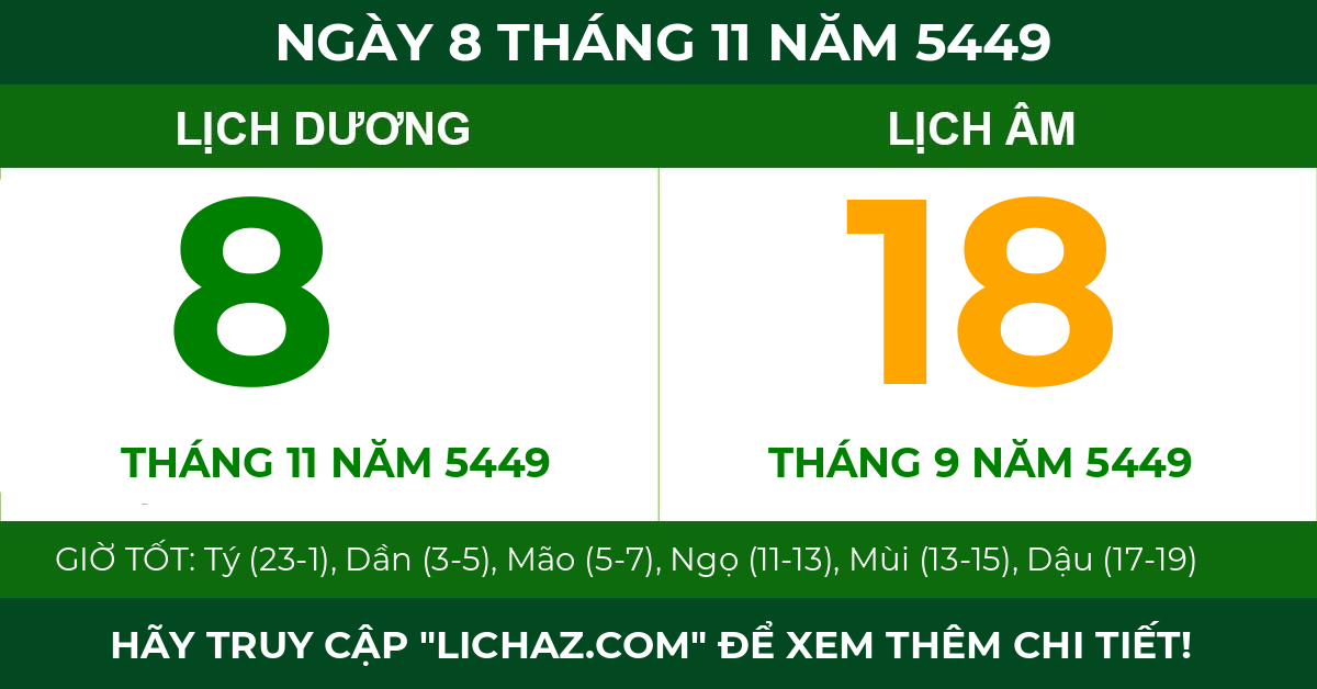 lịch âm ngày 8 tháng 11 năm 5449