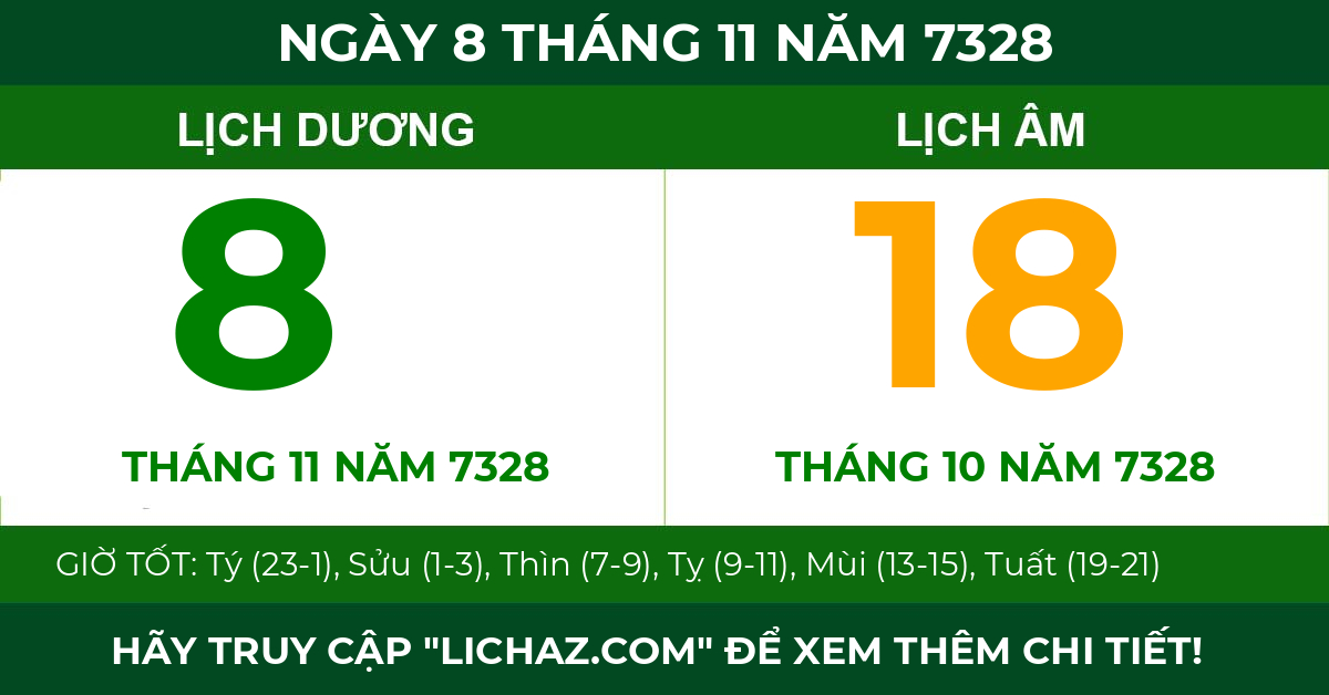 lịch âm ngày 8 tháng 11 năm 7328
