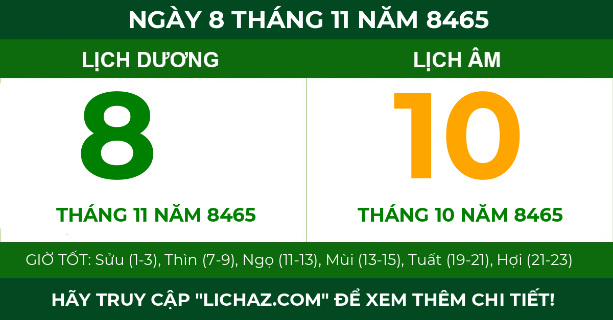 lịch âm ngày 8 tháng 11 năm 8465