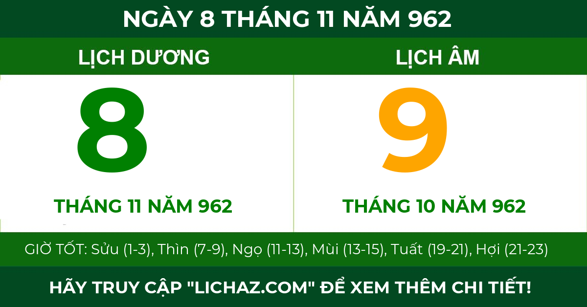 lịch âm ngày 8 tháng 11 năm 962