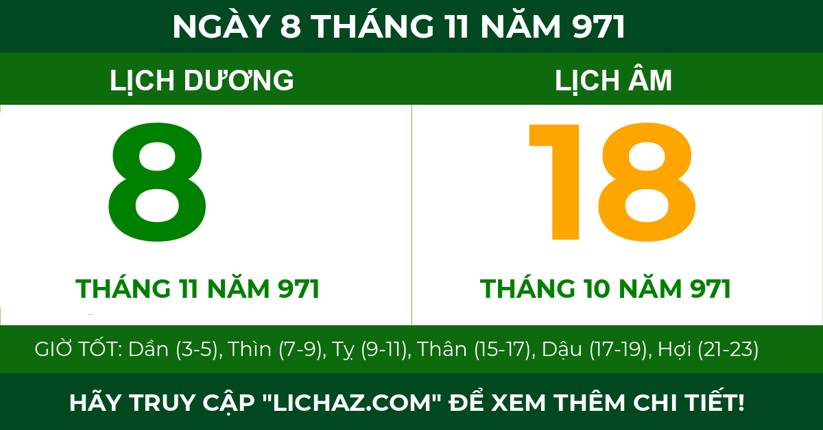 lịch âm ngày 8 tháng 11 năm 971