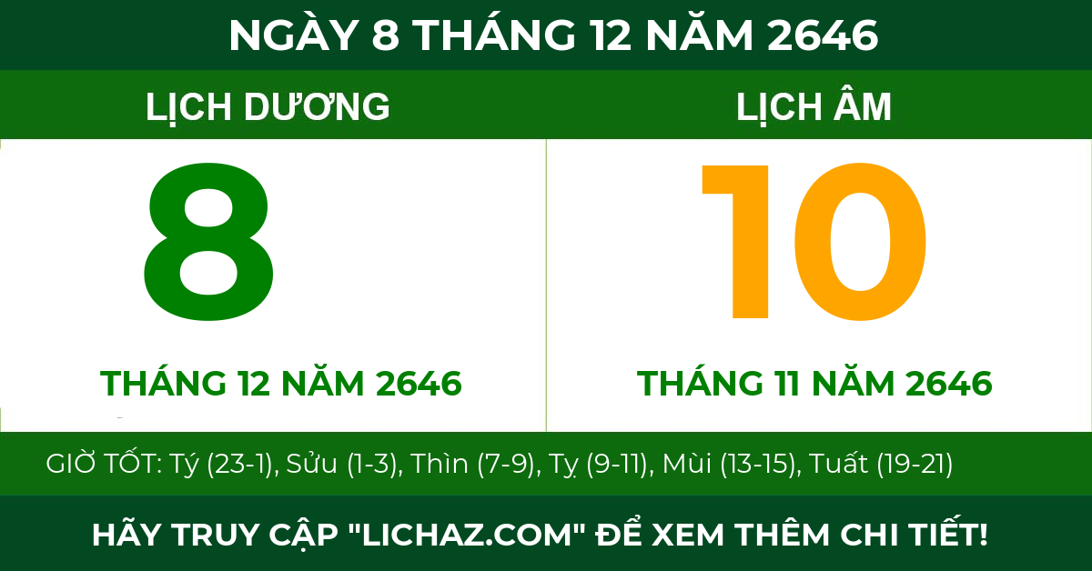 lịch âm ngày 8 tháng 12 năm 2646