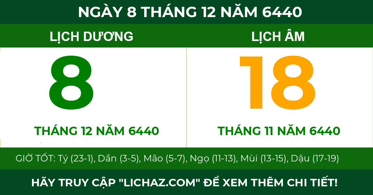 lịch âm ngày 8 tháng 12 năm 6440
