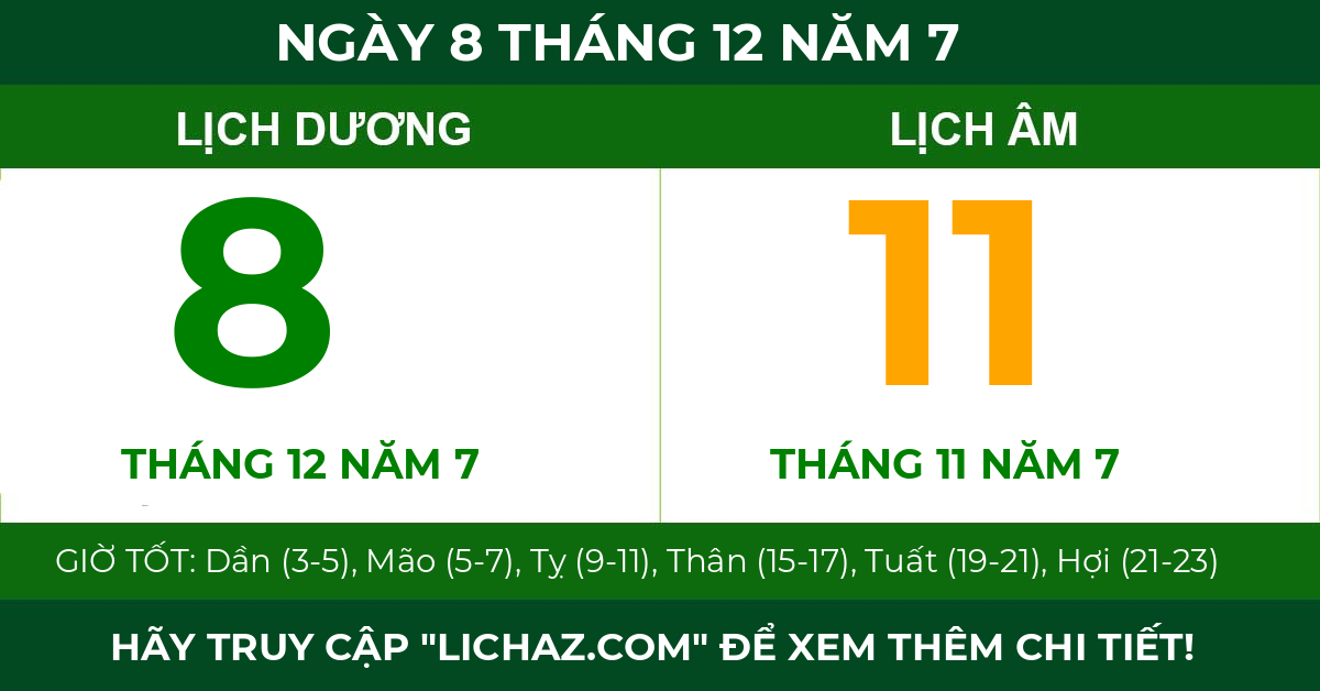 lịch âm ngày 8 tháng 12 năm 7