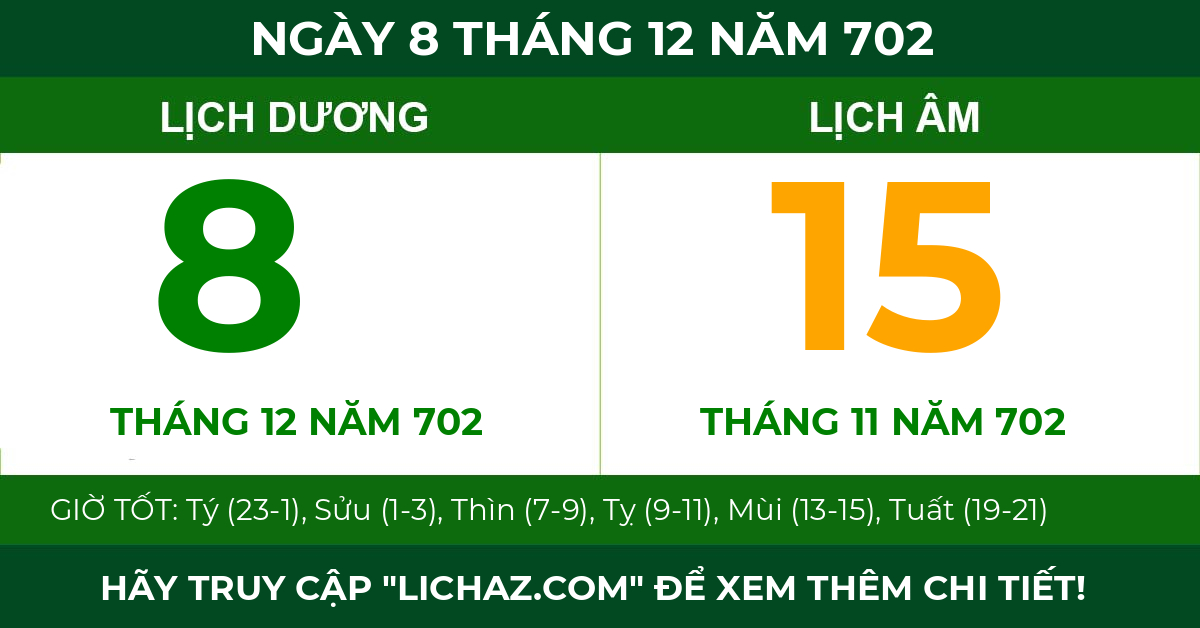 lịch âm ngày 8 tháng 12 năm 702