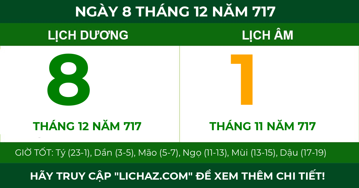 lịch âm ngày 8 tháng 12 năm 717