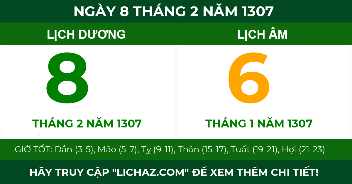 lịch âm ngày 8 tháng 2 năm 1307