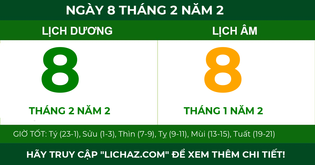lịch âm ngày 8 tháng 2 năm 2