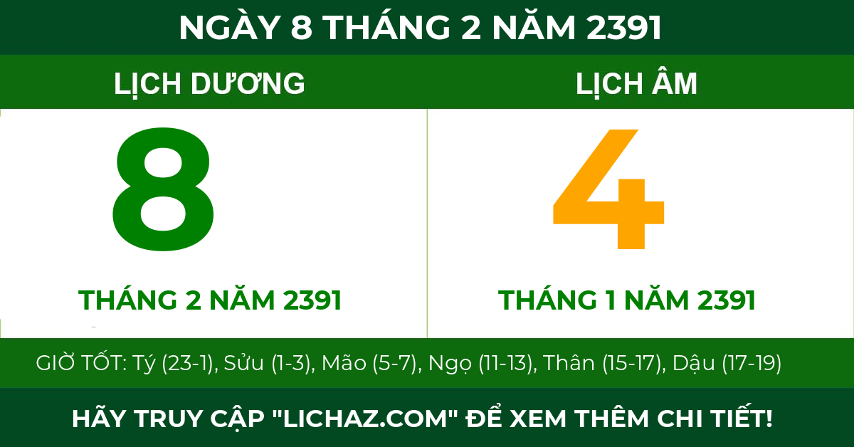 lịch âm ngày 8 tháng 2 năm 2391