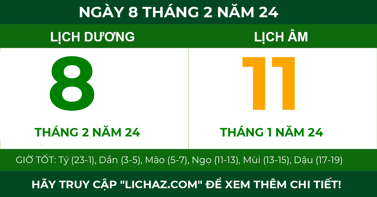 lịch âm ngày 8 tháng 2 năm 24