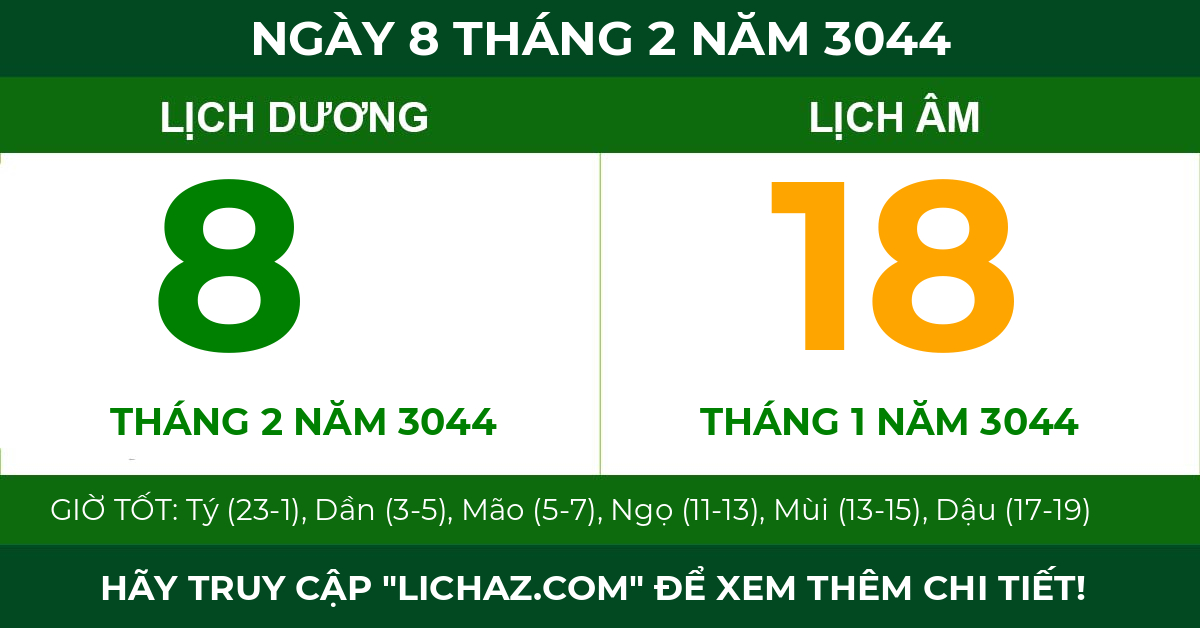 lịch âm ngày 8 tháng 2 năm 3044
