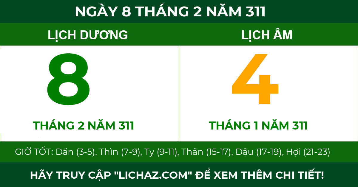 lịch âm ngày 8 tháng 2 năm 311